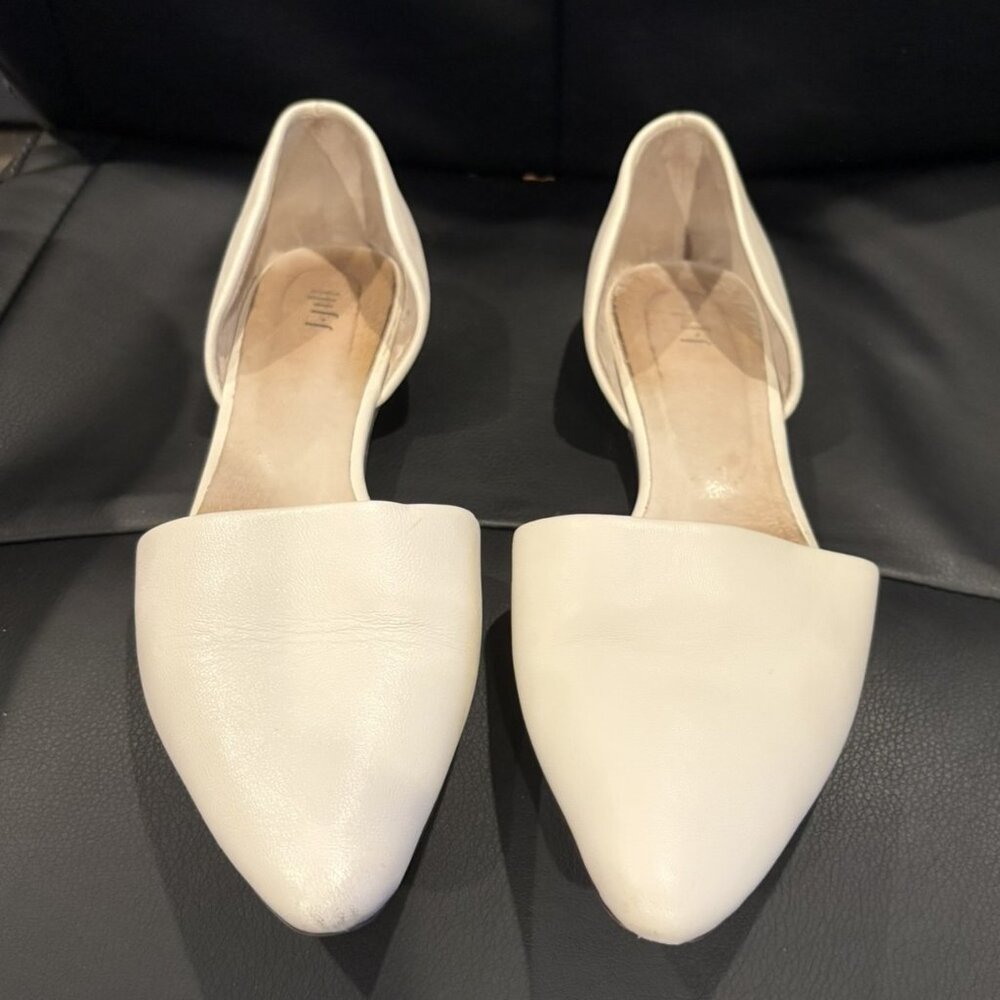 J Jill Ecru Leather Women's D'orsay flat sz 9.5